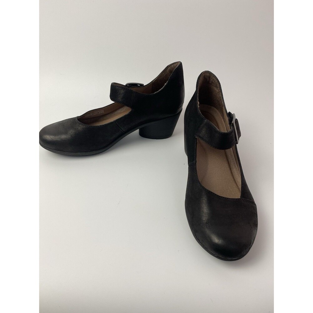 Dansko Black Leather Block Heel Mary Jane’s 37 (6.5-7)